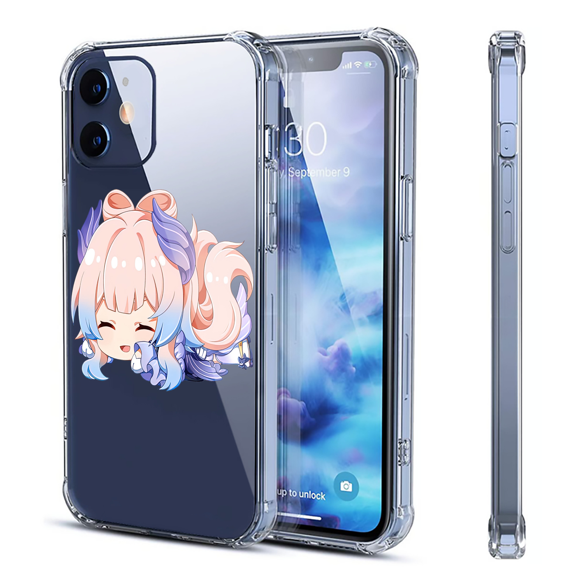 げんし神 珊瑚宮心海 サンゴノミヤ・ココミ genshin Sangonomiya Kokomi 【iPhone 12シリーズ対応】透明スマホケース（クリアソフトケース）